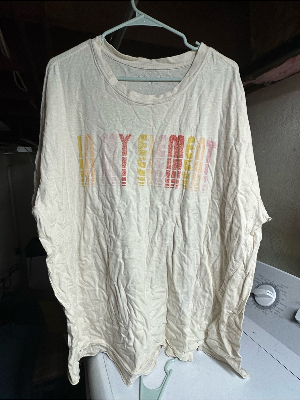 aerie Cream Short Sleeve Graphic Tee with Yellow & Pink Print